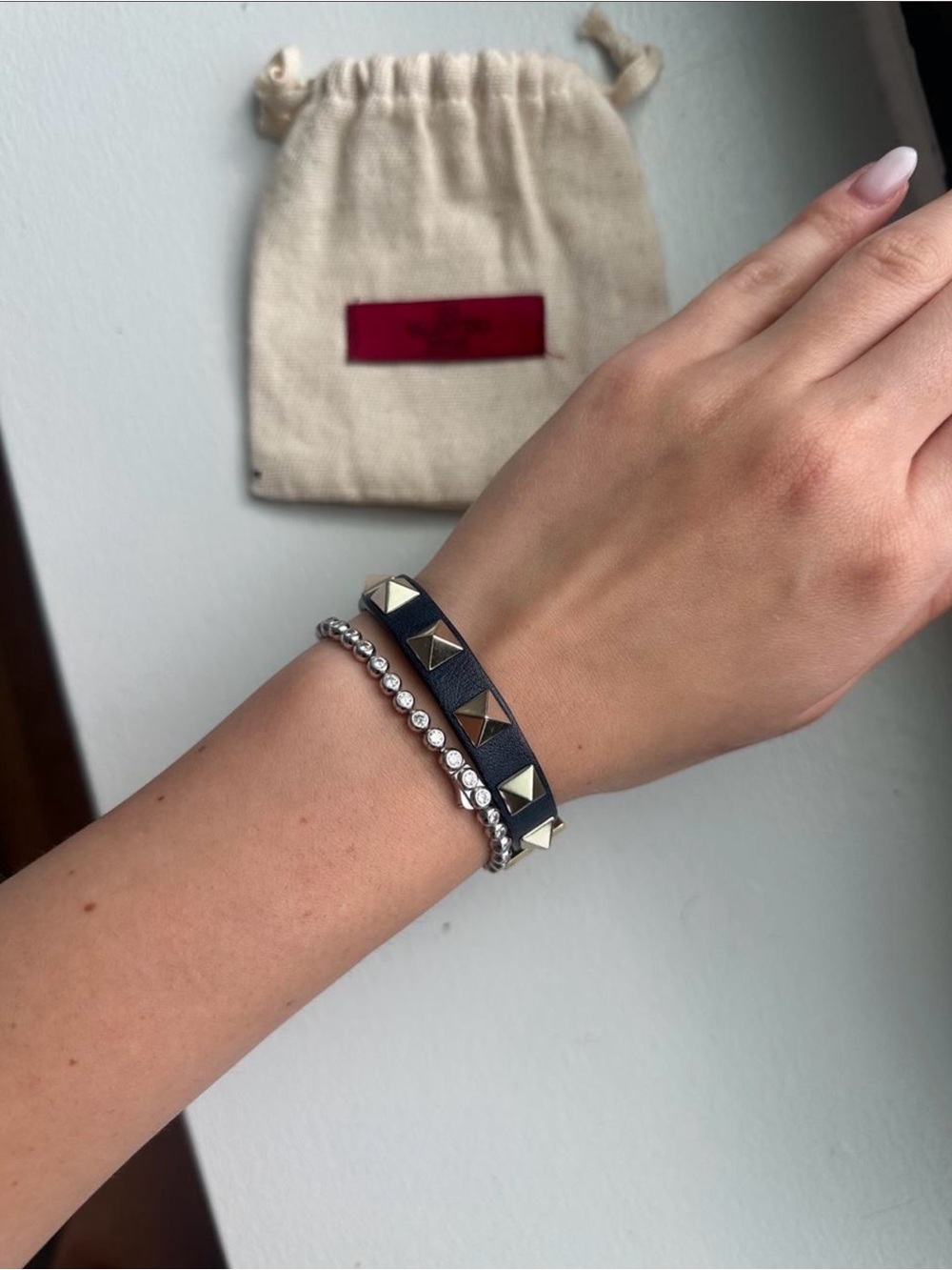 Valentino Stud Leather Bracelet